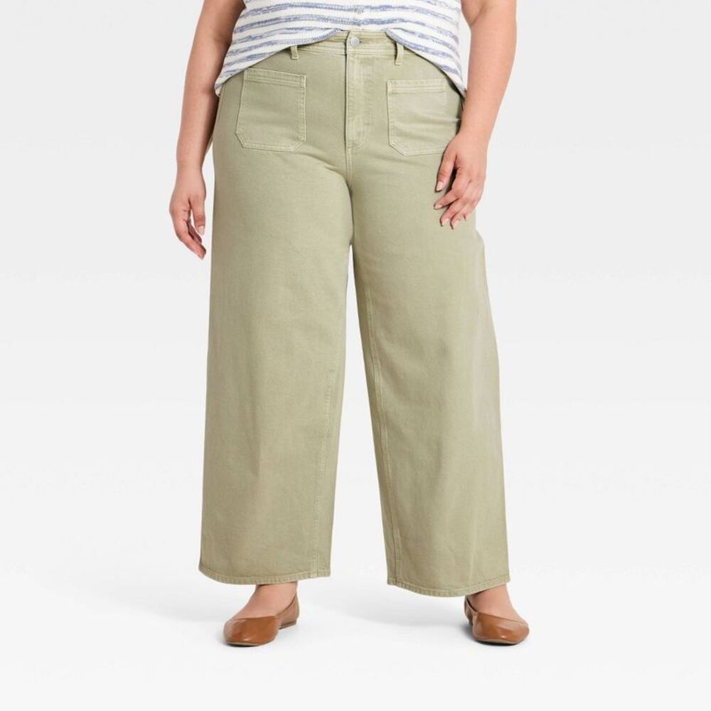 Women's High-Rise Sailor Straight Jeans - Universal Thread Light Green 28